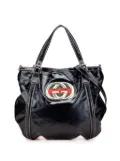 Gucci Pre-Owned 2016-2025 Medium Patent Web Britt satchel - Black
