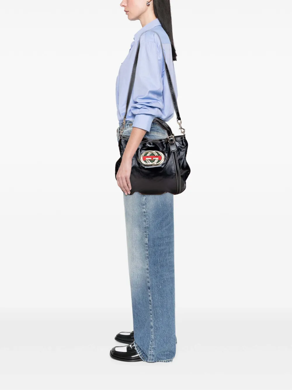Gucci Pre-Owned 2016-2025 Medium Patent Web Britt satchel | Pre-Owned | Image 2
