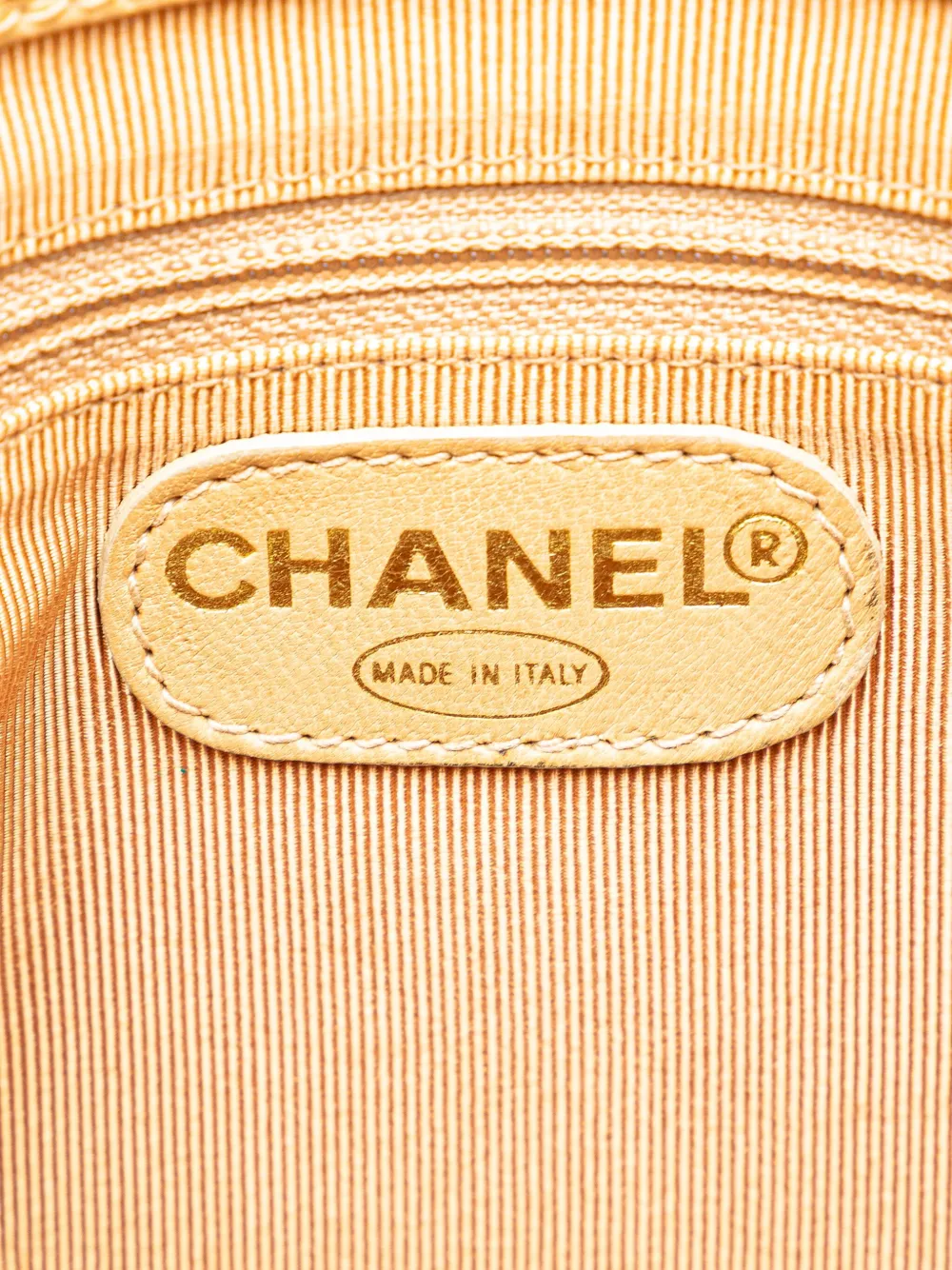 Pre-owned Chanel 1996-1997 Caviar Logo Chain Shoulder Bag In Yellow