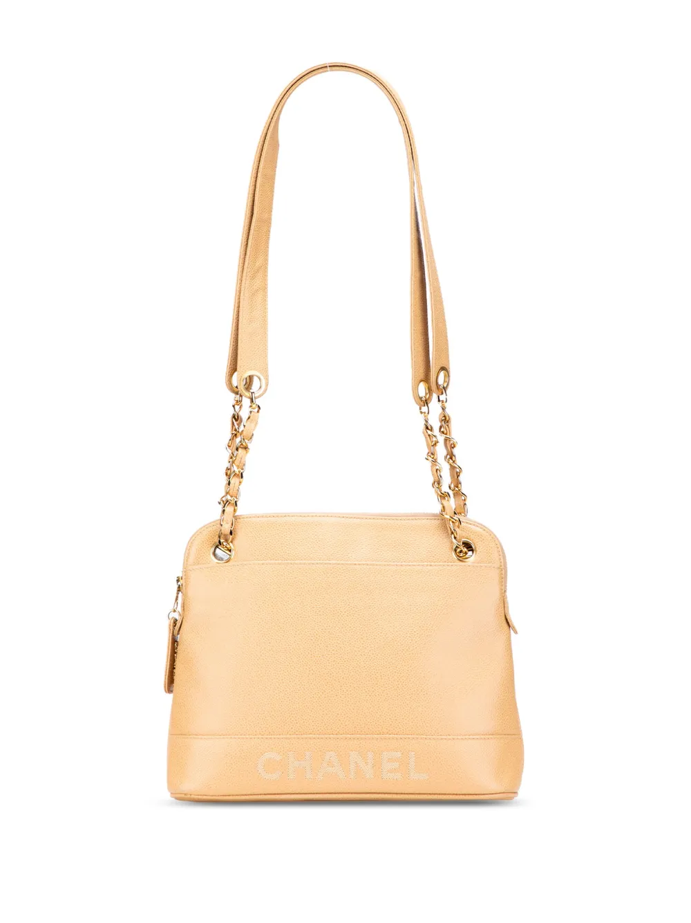 CHANEL Pre-Owned 1996-1997 キャビア ロゴ チェーン ショルダーバッグ - イエロー CHANEL Pre-Owned 1996-1997 キャビア ロゴ チェーン ショルダーバッグ - イエロー