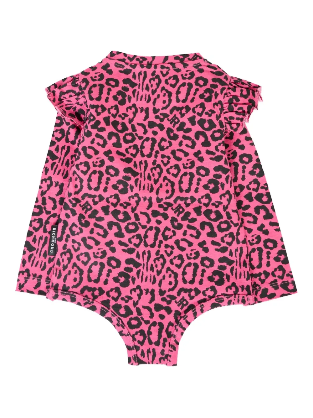 John Richmond Junior ruffle-detail leopard-print bodysuit Roze