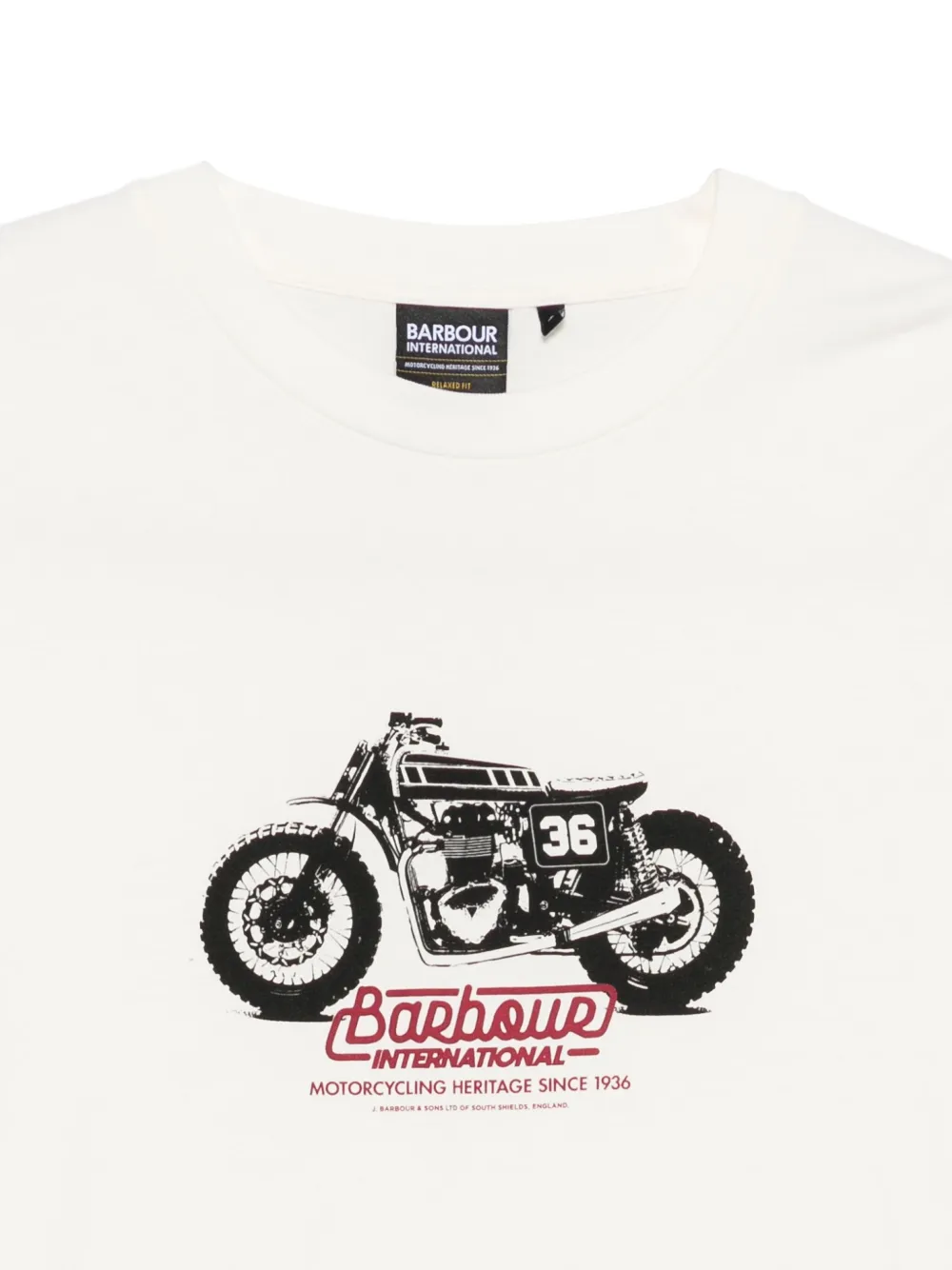 Barbour International T-shirt met motorprint Wit