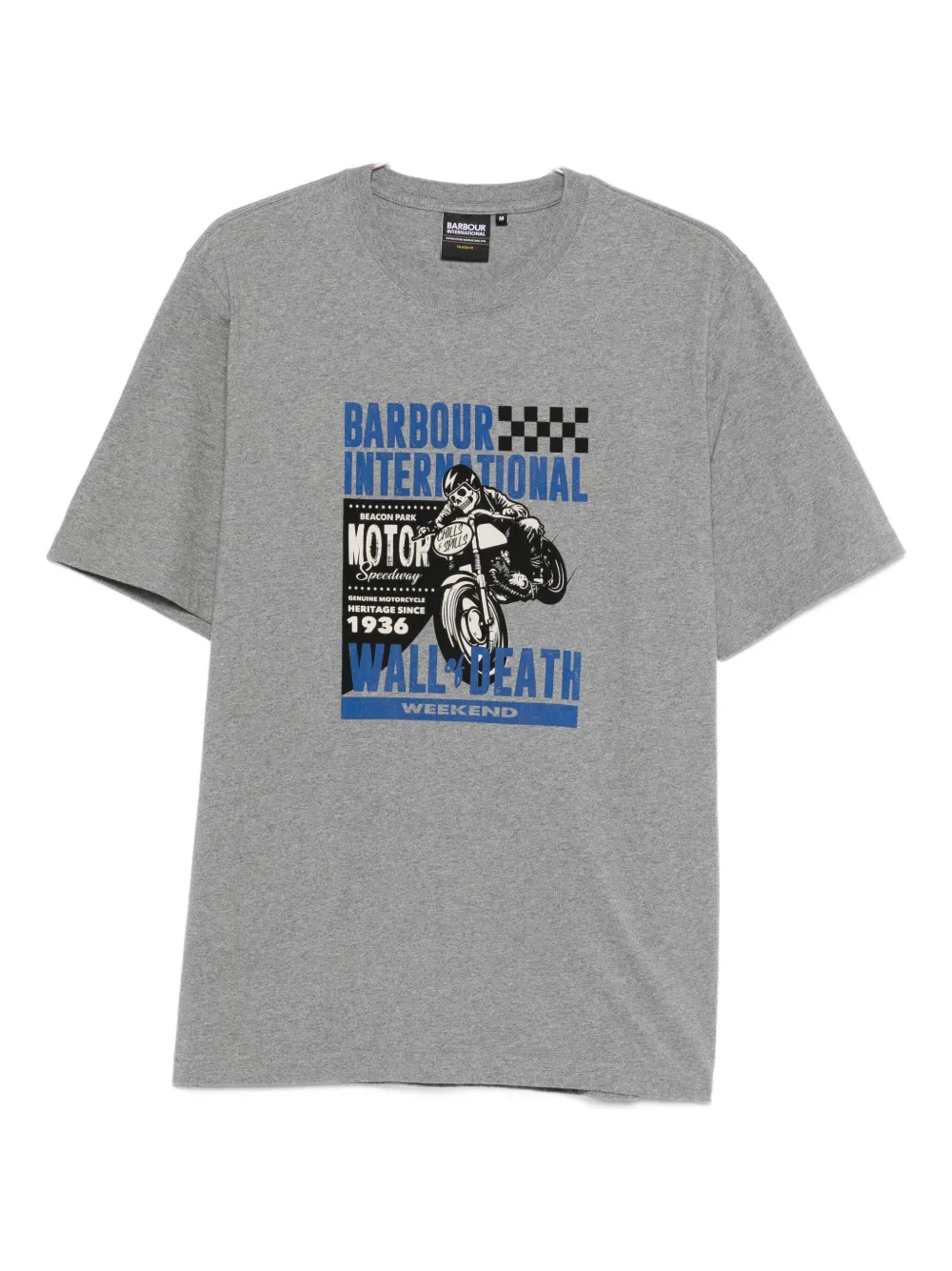 Barbour International Motorcycle-print T-shirt In Gray