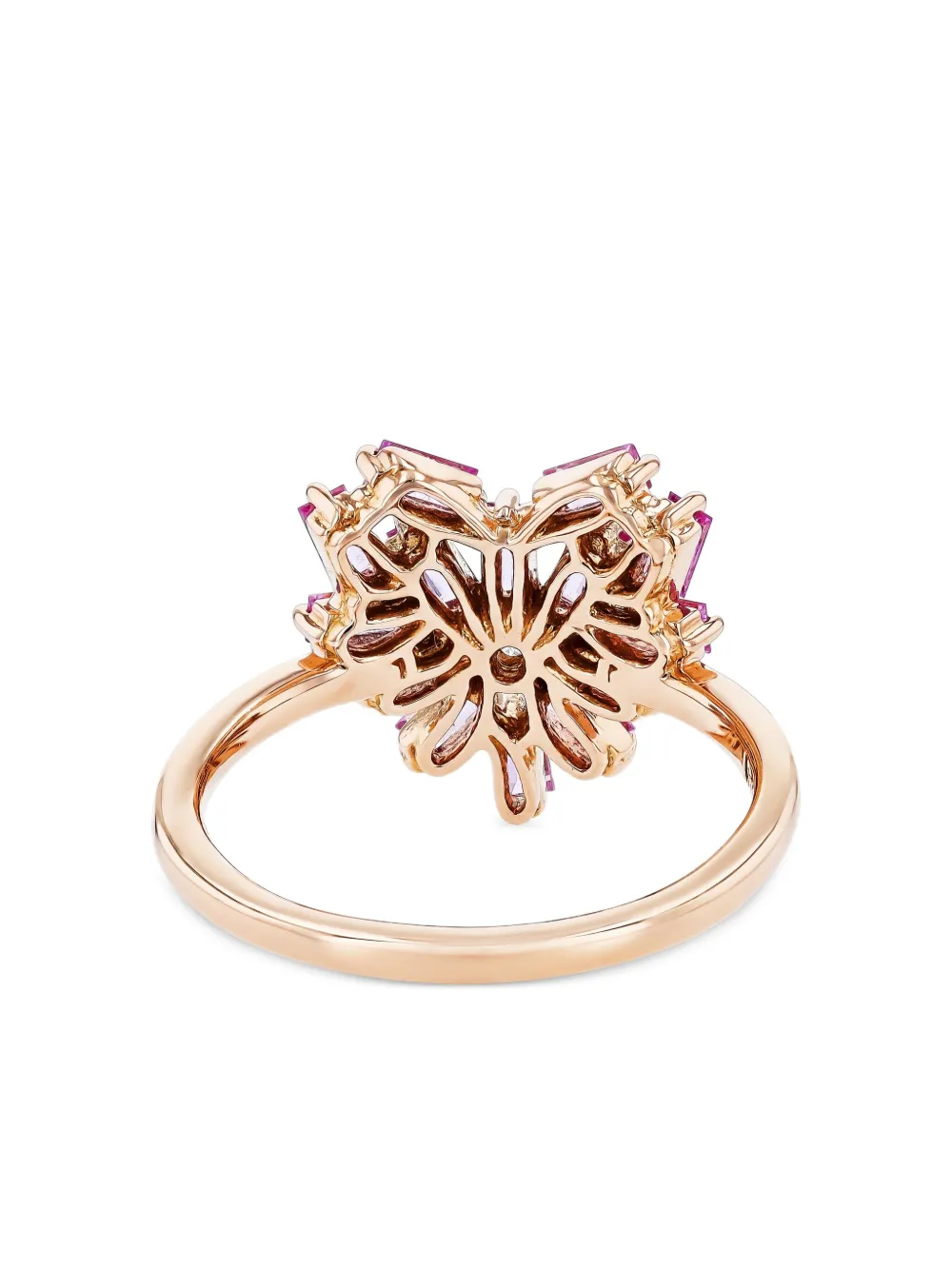 Suzanne Kalan 18k Rose Gold Heart Pink Sapphire And Diamond Ring In Gold
