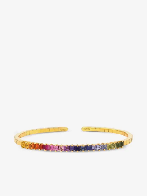 Suzanne Kalan 18kt yellow gold Rainbow Sapphire cuff bracelet