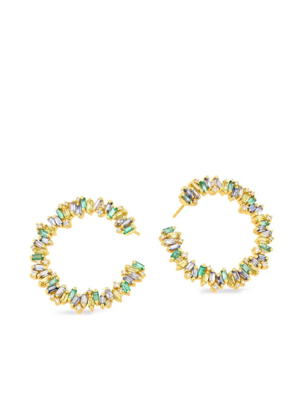 Suzanne Kalan 18K yellow gold Sideways sapphire and diamond earrings | Image 2