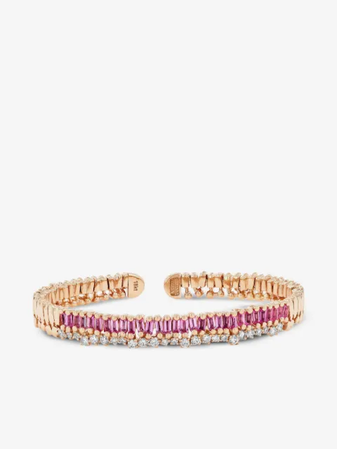 Suzanne Kalan 18CT rose gold pink sapphire and diamond bracelet