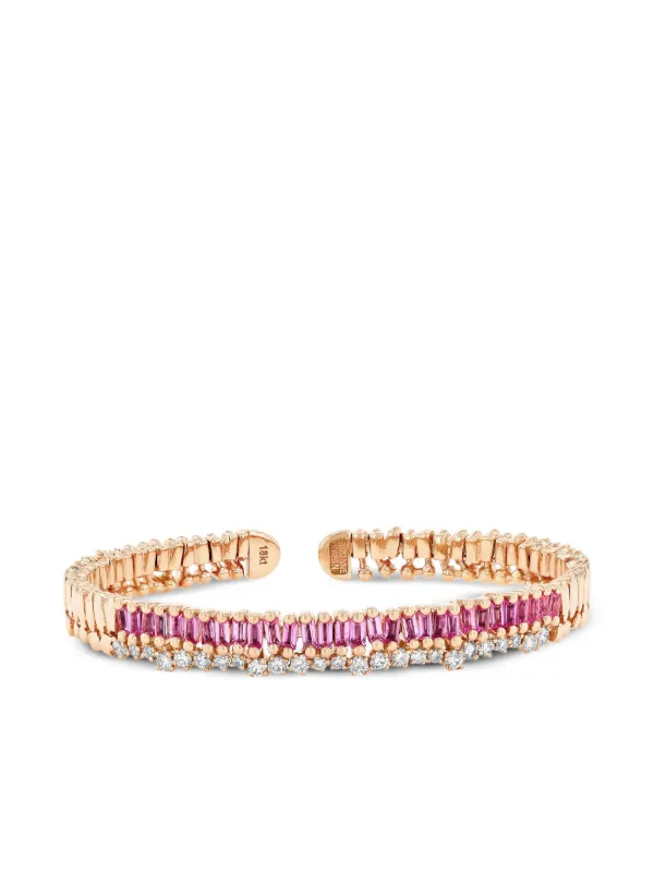 Suzanne Kalan 18CT Rose Gold Pink Sapphire and Diamond Bracelet