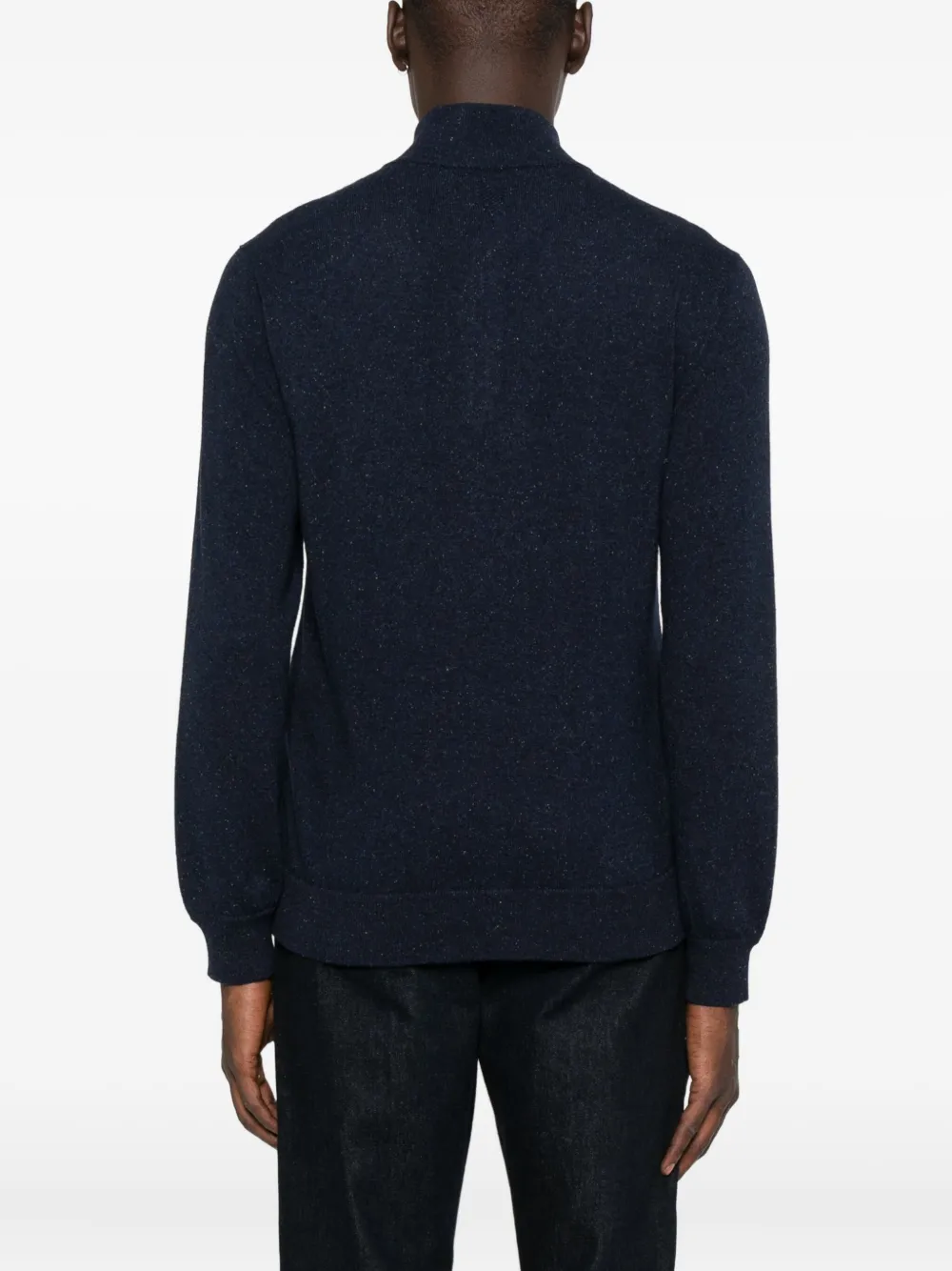 Canali Half-zip Speckled Sweater In Blue