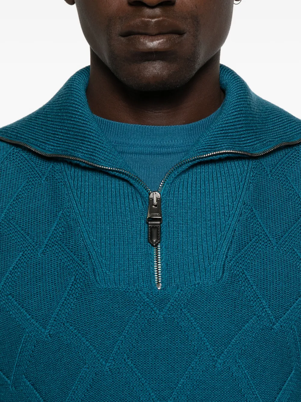 Canali Trui met rits en diamant-patroon Blauw