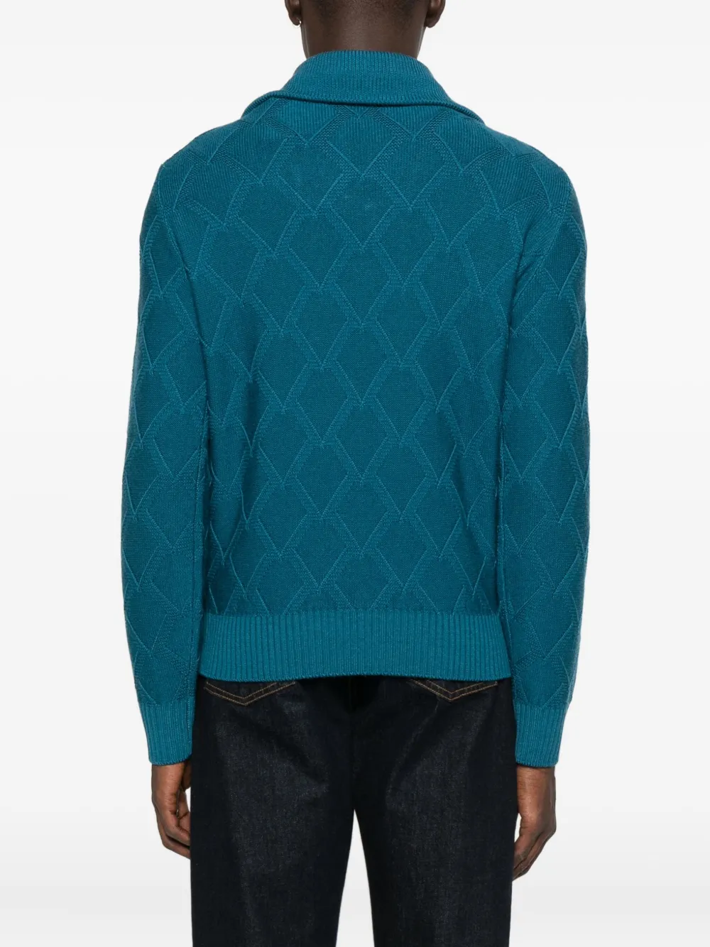 Canali Trui met rits en diamant-patroon Blauw