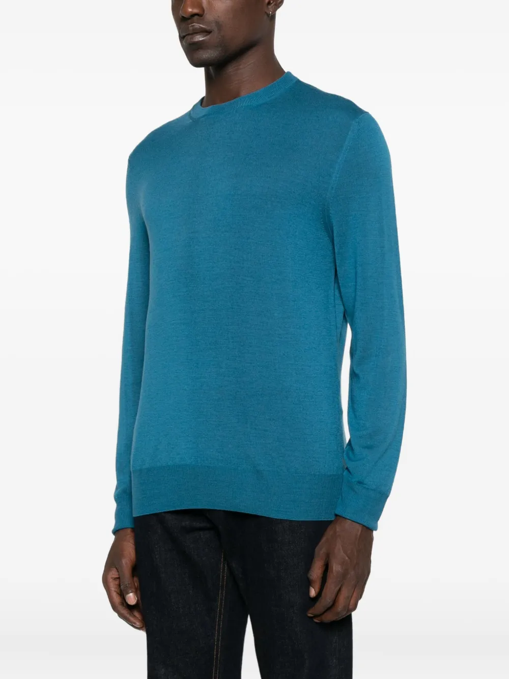 Canali Wollen trui met ronde hals - Blauw