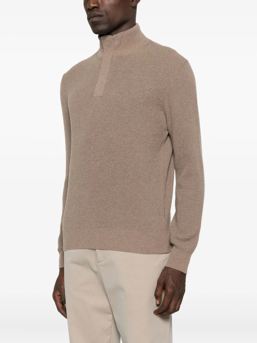  Canali High-neck Half-zip Sweater - Neutrals 