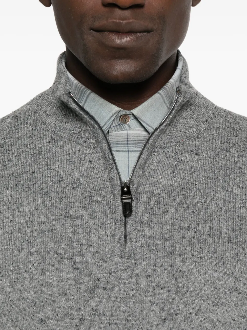 Canali Donegal Quarter Zip Sweater In Gray