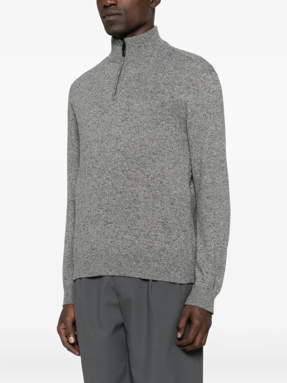 Canali Donegal Quarter Zip Sweater In Gray
