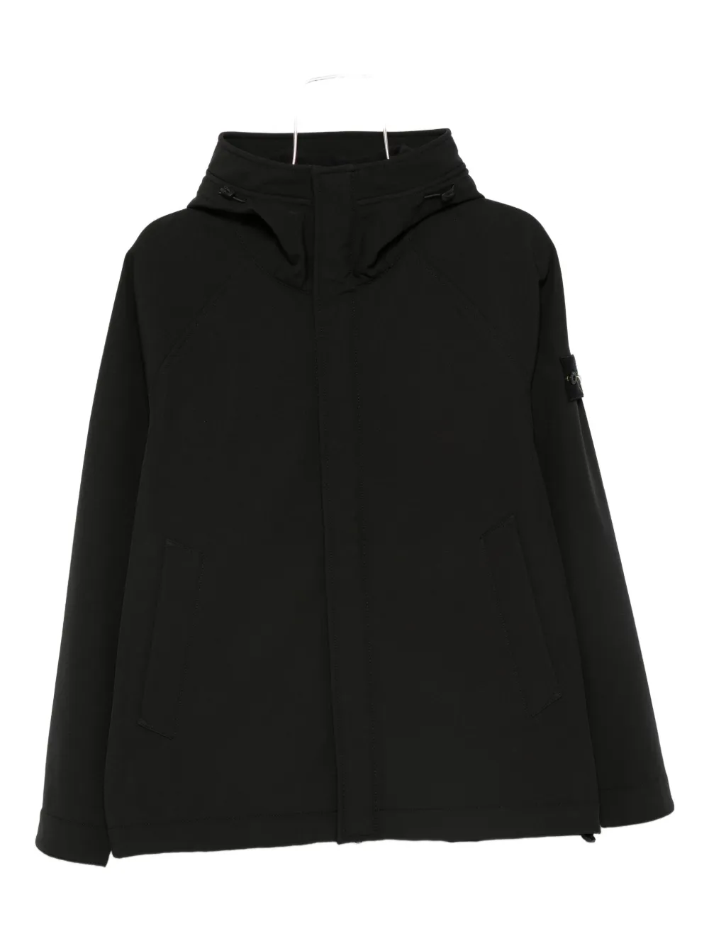 Stone Island Hooded Jacket Hand Pockets In Black