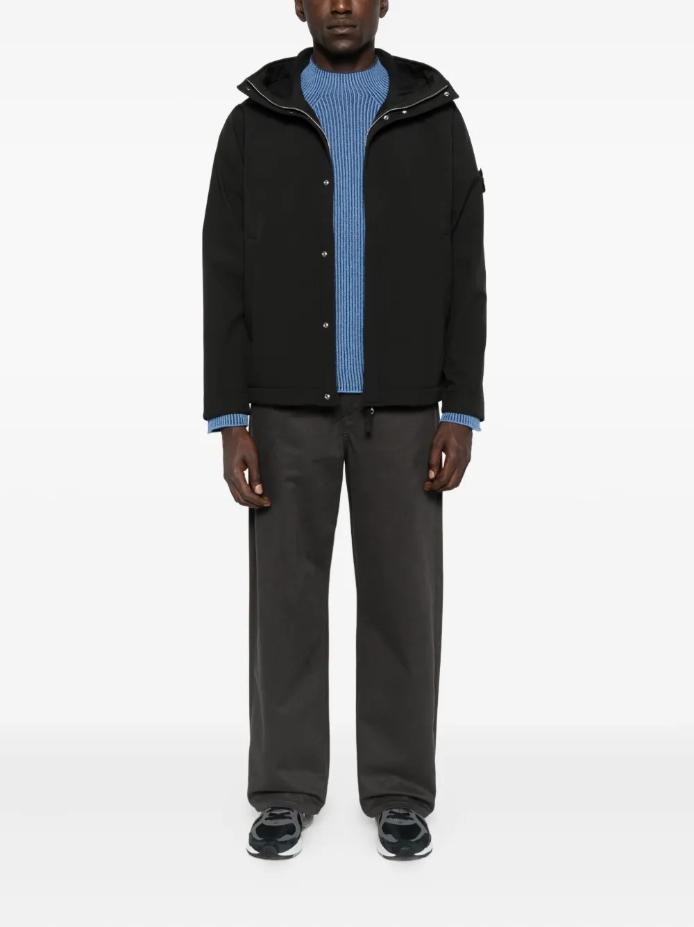 Stone Island Softshell parka met capuchon Zwart