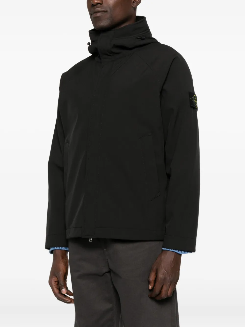 Stone Island Softshell parka met capuchon Zwart
