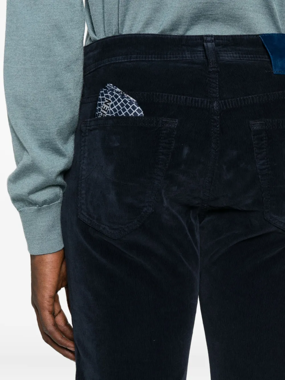 Jacob Cohën Verfraaide ribfluwelen broek Blauw