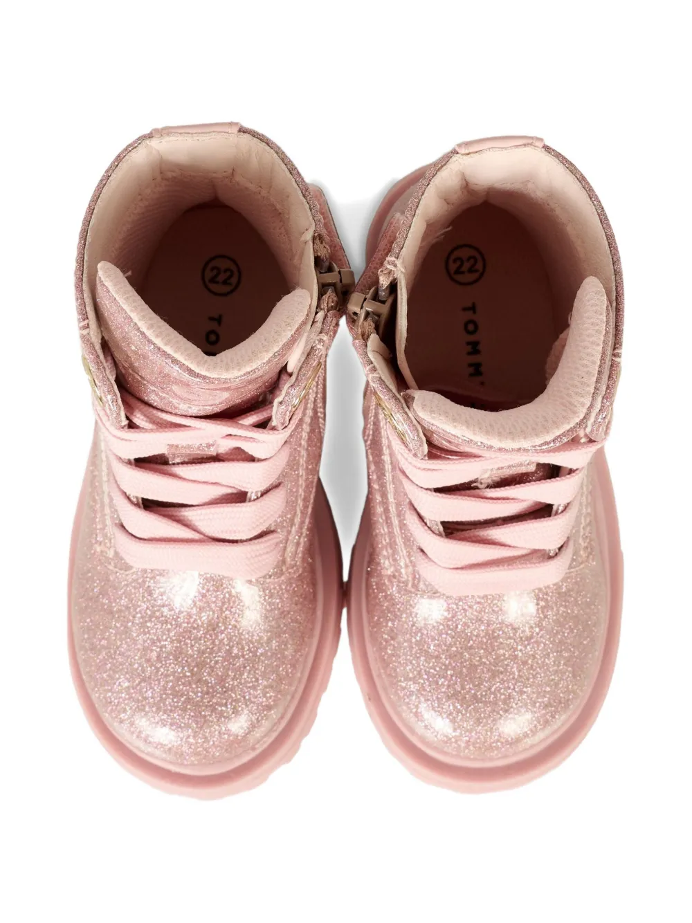 Tommy Hilfiger Junior Glitter Lace-up Boots In Pink
