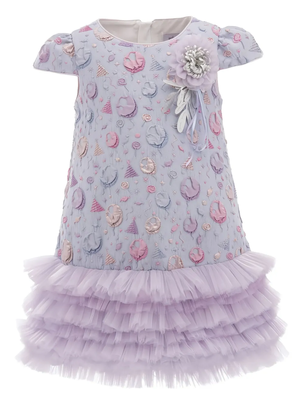 Mimi Tutu puff-sleeve embroidered tulle dress - パープル Mimi Tutu puff-sleeve embroidered tulle dress - パープル