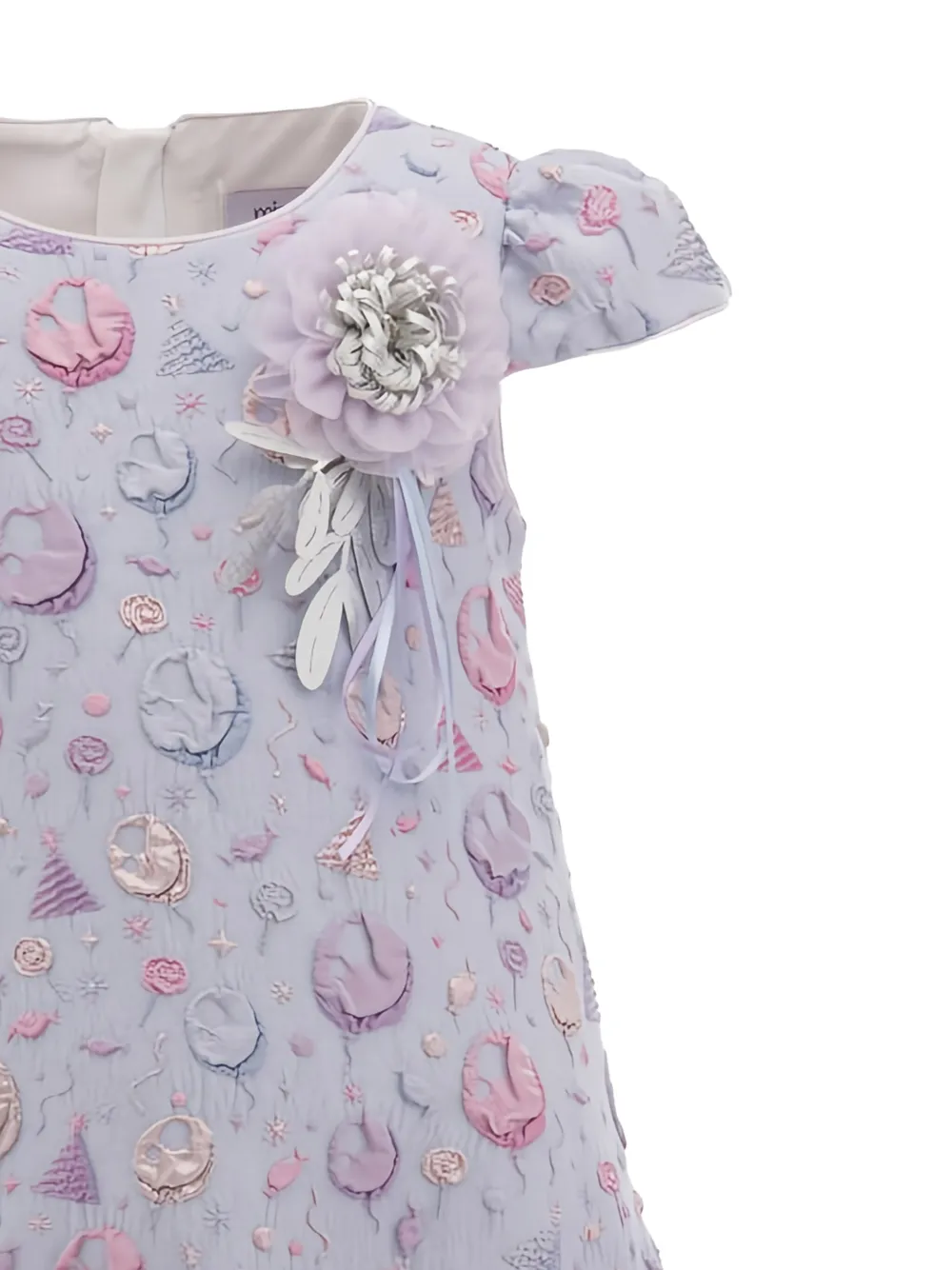 Mimi Tutu puff-sleeve embroidered tulle dress Paars