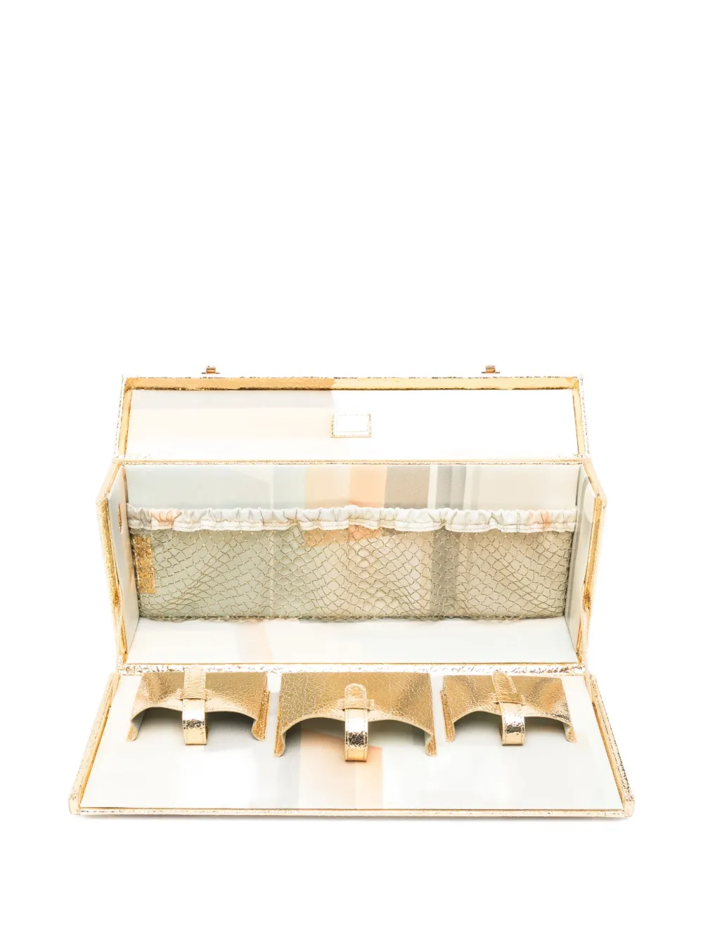 Pre-owned Fendi Textured-leather Vanity Case. Bag In Gold