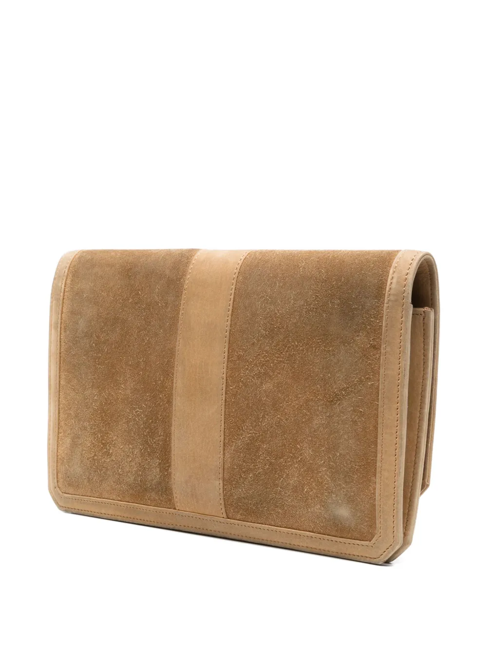 Pre-owned Hermes Suede Panel Clutch In Neutral