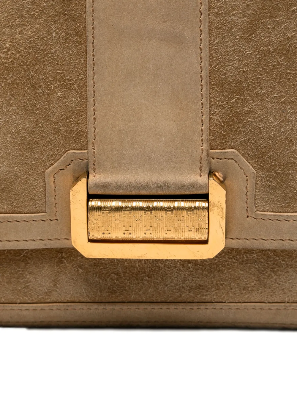 Pre-owned Hermes Suede Panel Clutch In Neutral