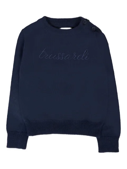 TRUSSARDI JUNIOR embroidered button-placket sweatshirt