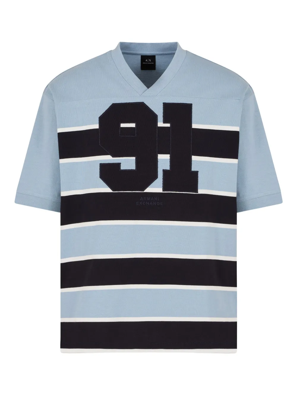 Armani Exchange striped V-neck T-shirt | Blue | Image 1