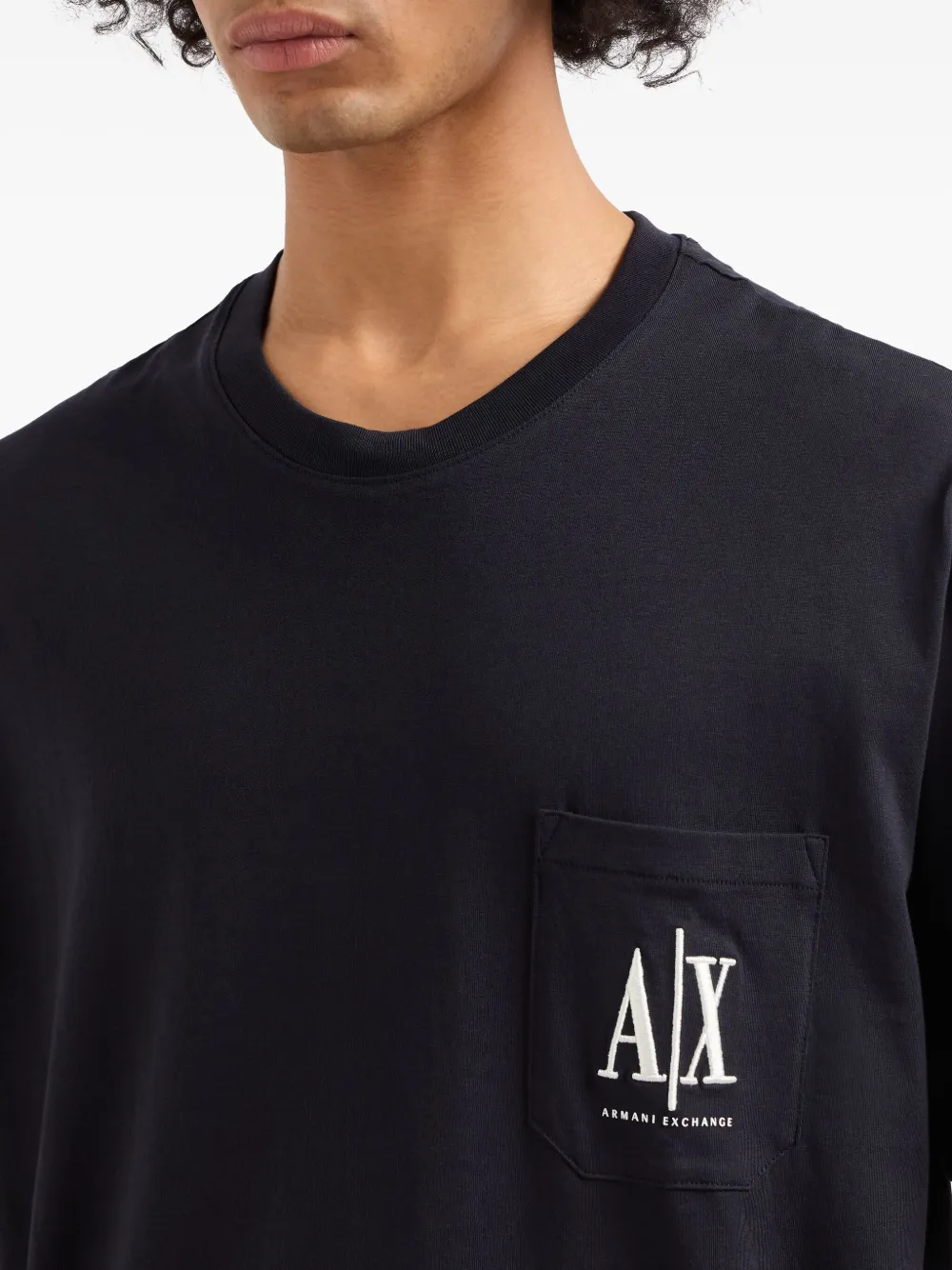 Armani Exchange T-shirt met opgestikte zak en logoprint Zwart