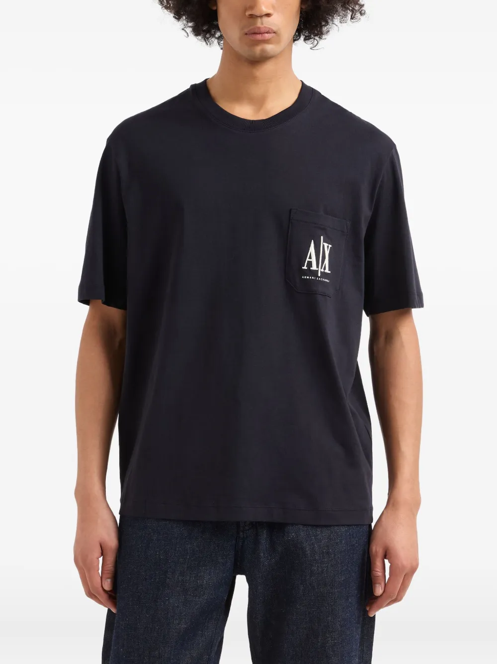 Armani Exchange T-shirt met opgestikte zak en logoprint Zwart