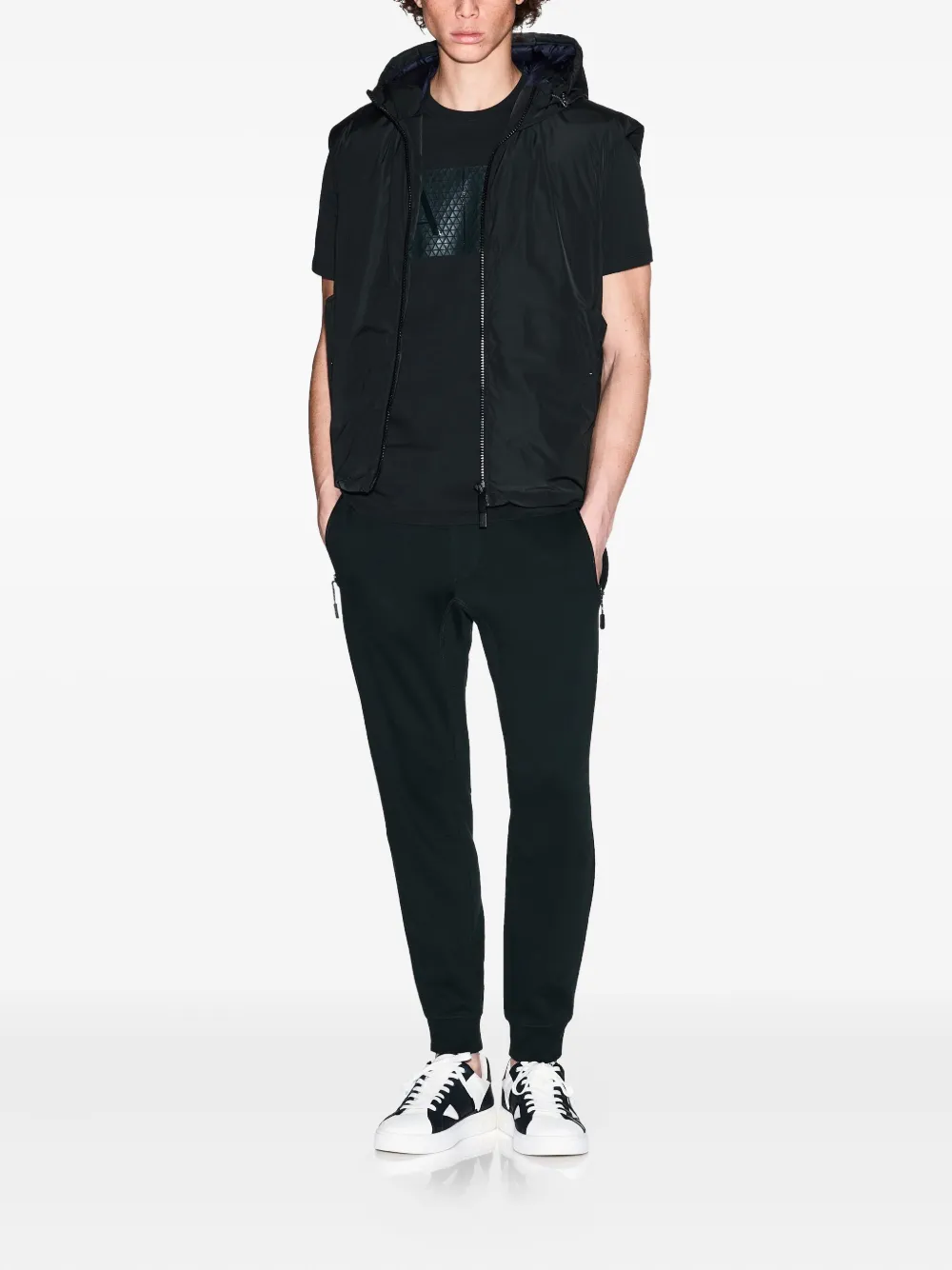 Armani Exchange zip-pocket drawstring track pants - Zwart