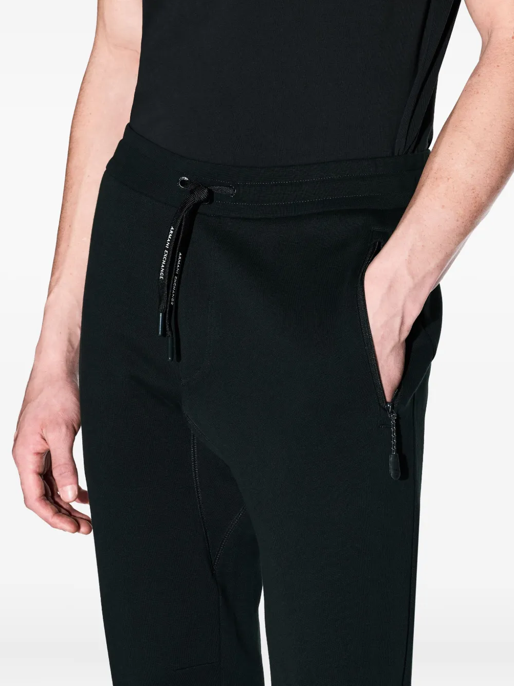 Armani Exchange Zip-pocket Drawstring Track Pants In Green