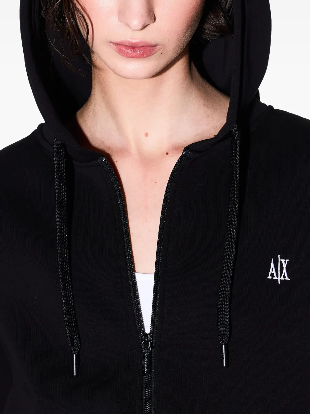 Armani Exchange Zip-up Hooded Jacket In Black