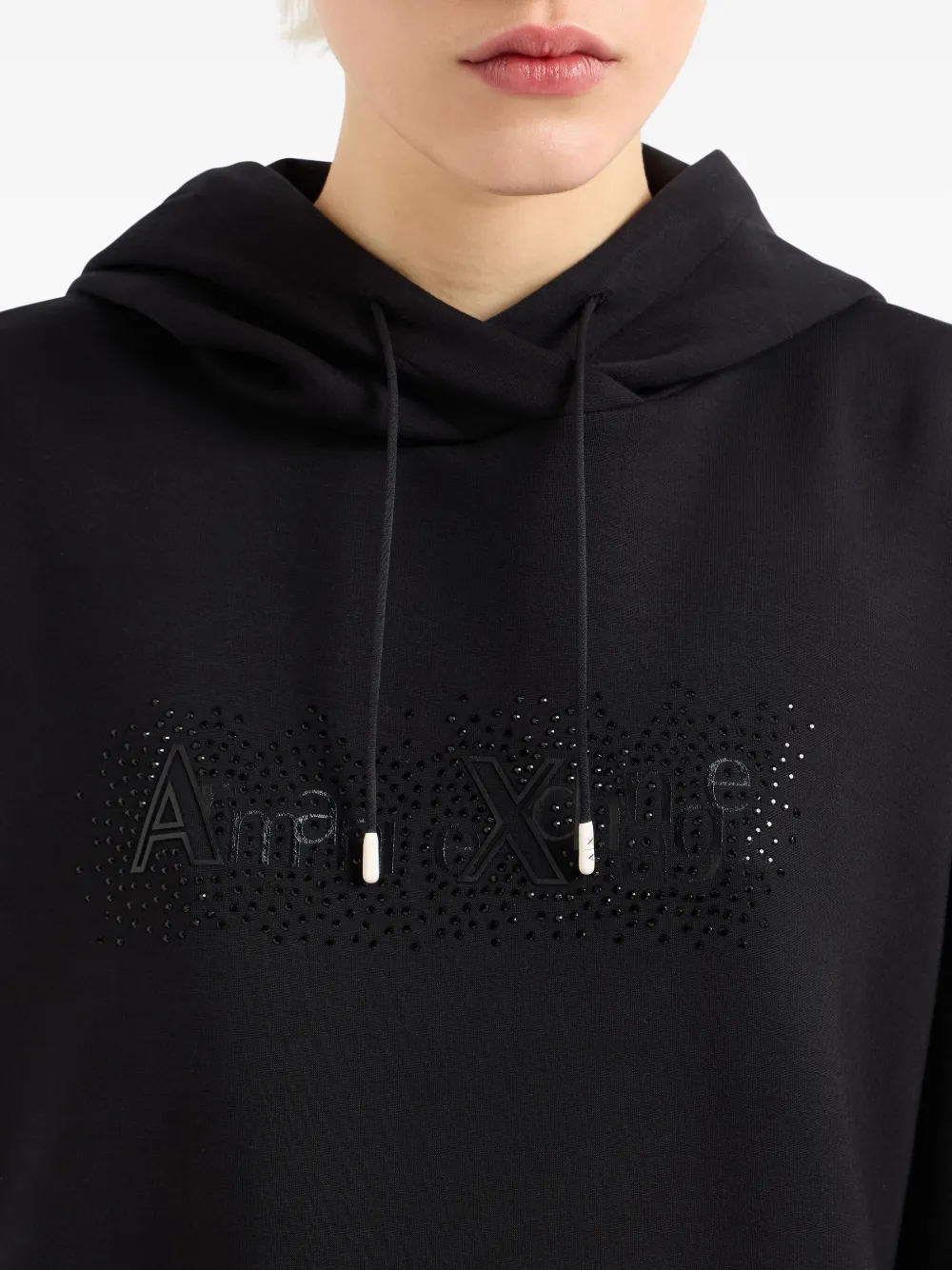 Armani Exchange Crystal-embellished Hoodie In Black