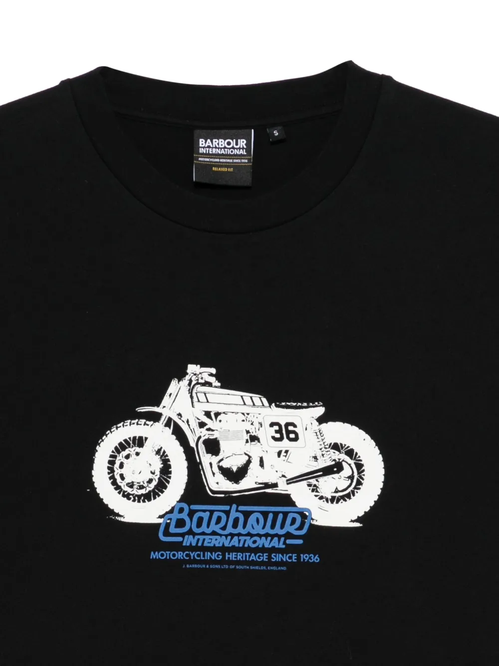 Barbour International T-shirt met motorprint Zwart