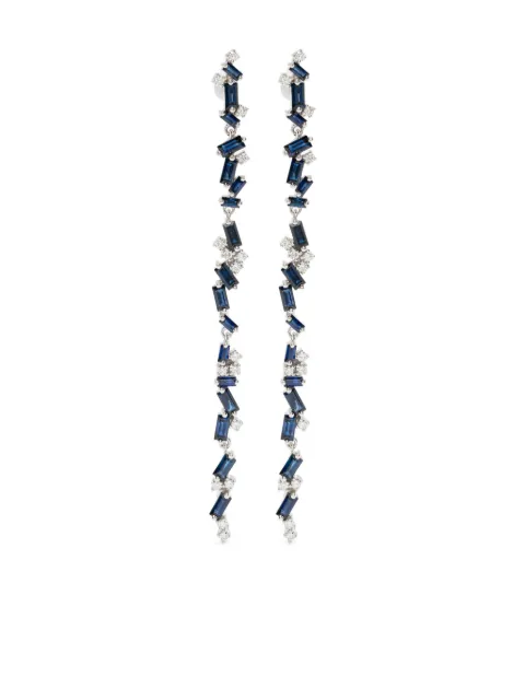 Suzanne Kalan 18K white gold blue sapphire and dangle earrings