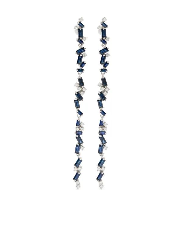 Suzanne Kalan 18CT White Gold Blue Sapphire and Dangle Earrings in Silver
