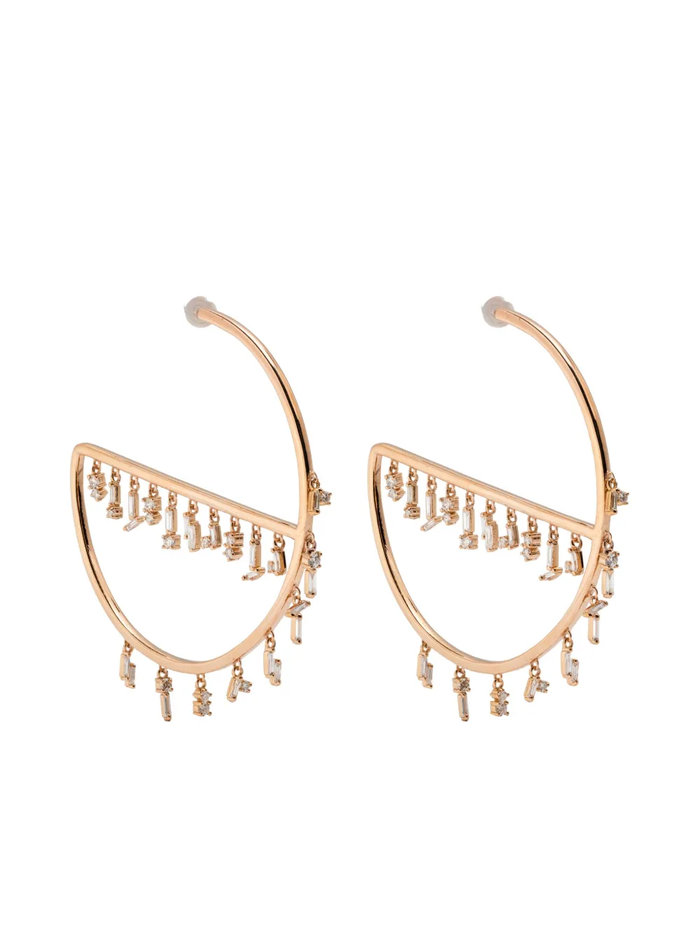 Suzanne Kalan 18k Yellow Gold Diamond Hoop Earrings In Gold
