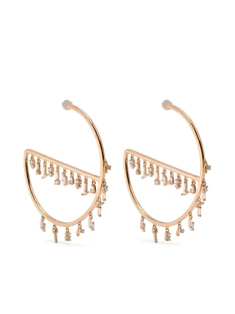Suzanne Kalan 18K yellow gold diamond hoop earrings