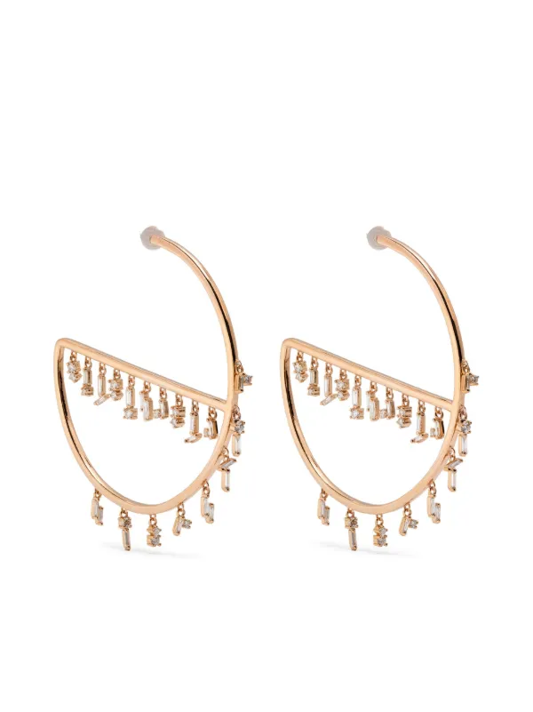 Suzanne Kalan 18CT Yellow Gold Diamond Hoop Earrings
