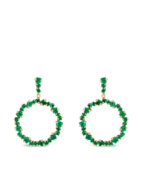 Suzanne Kalan 18K yellow gold emerald Hollow drop earrings