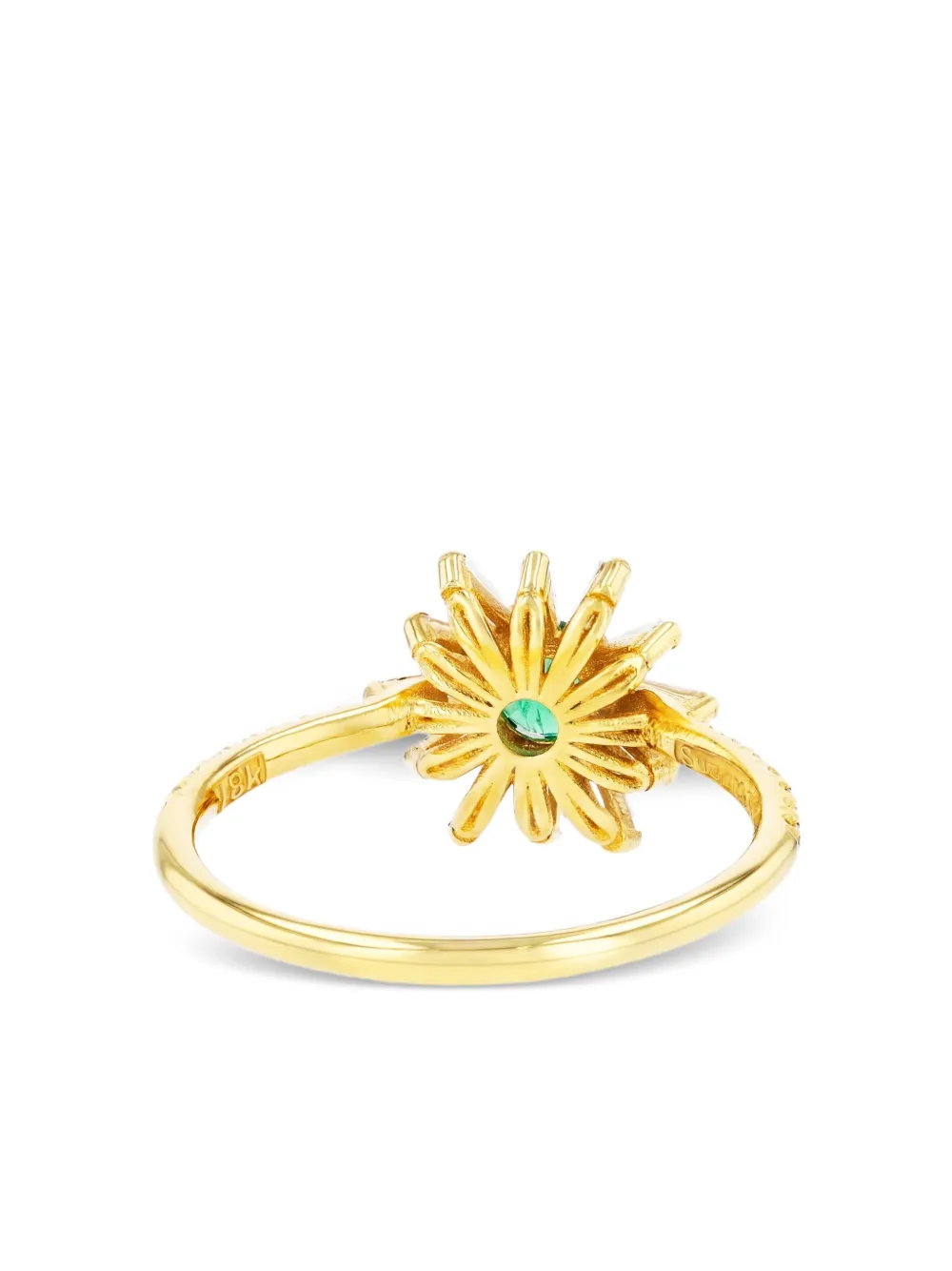 Suzanne Kalan 18k Yellow Gold Flower Spark Emerald And Diamond Ring In Gold