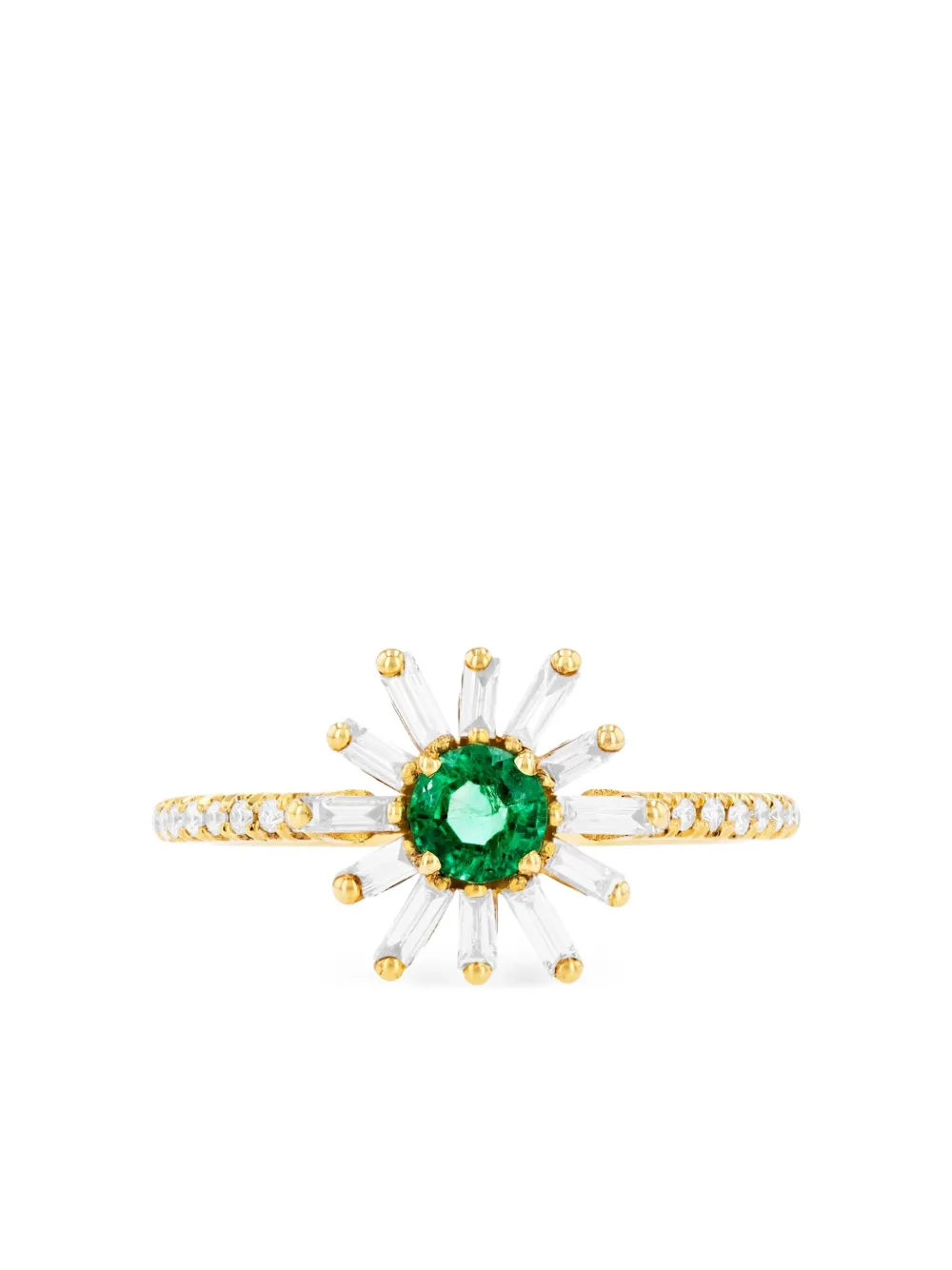 Suzanne Kalan Flower Spark エメラルド&ダイヤモンド リング 18Kイエローゴールド - ゴールドトーン Suzanne Kalan Flower Spark エメラルド&ダイヤモンド リング 18Kイエローゴールド - ゴールドトーン
