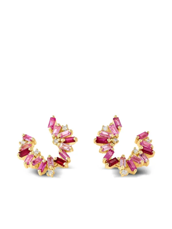 Suzanne Kalan 18CT Yellow Gold Multi-stone Swirl Earrings