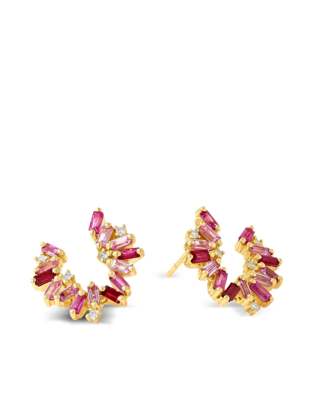 Suzanne Kalan 18K yellow gold multi-stone swirl earrings | Image 2
