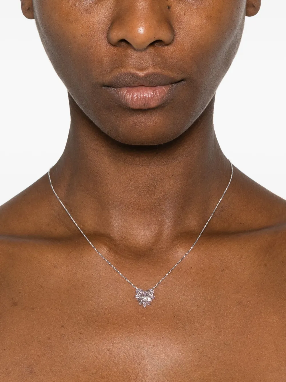 Suzanne Kalan 18K white gold small Heart Pendant pink sapphire and diamond necklace | Image 2