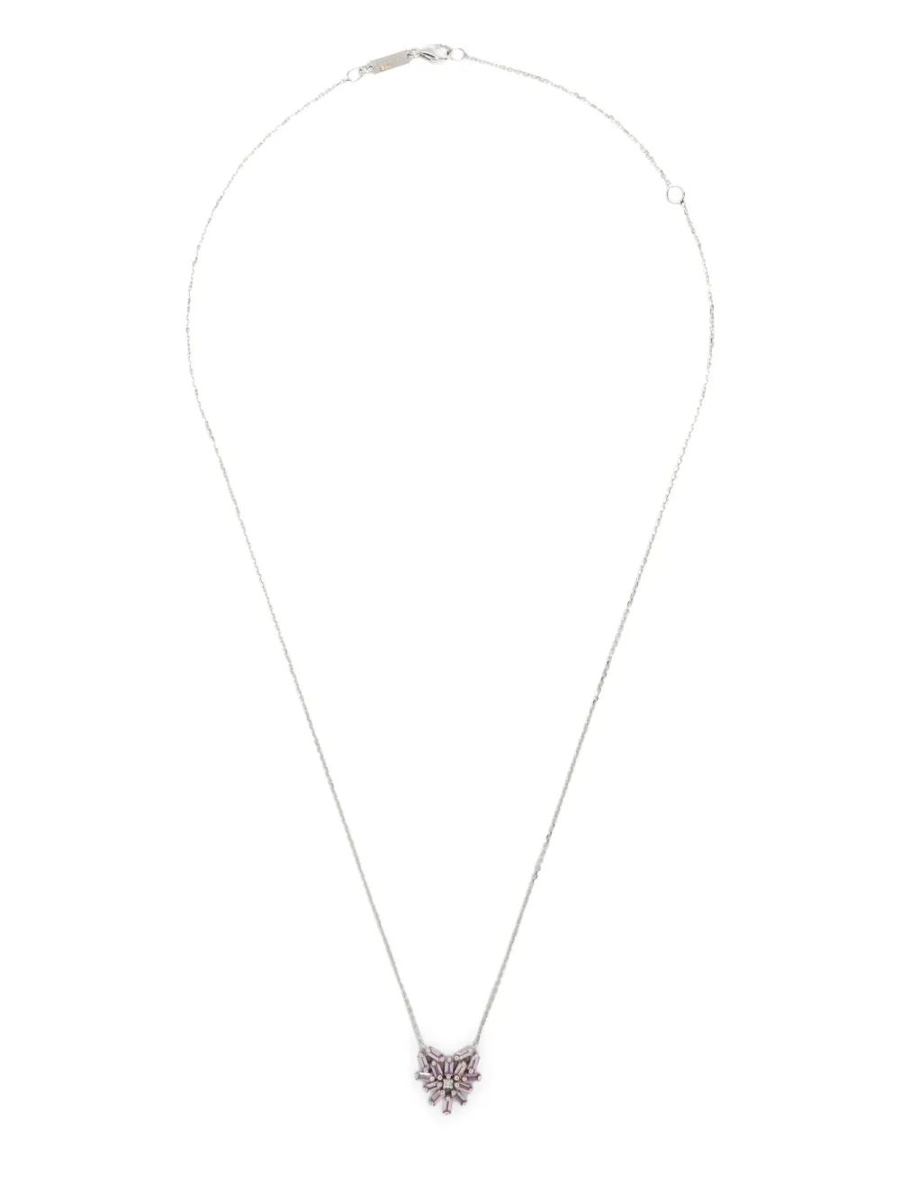 Suzanne Kalan 18K white gold small Heart Pendant pink sapphire and diamond necklace | Silver | Image 1